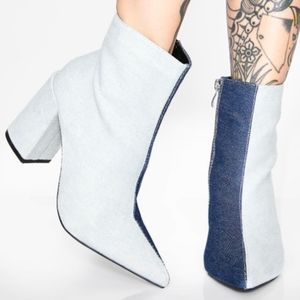 Two Tone Denim Booties